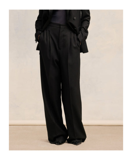 Ami Alexandre Mattiussi Wide Legged Pinstripe Trousers With In Black