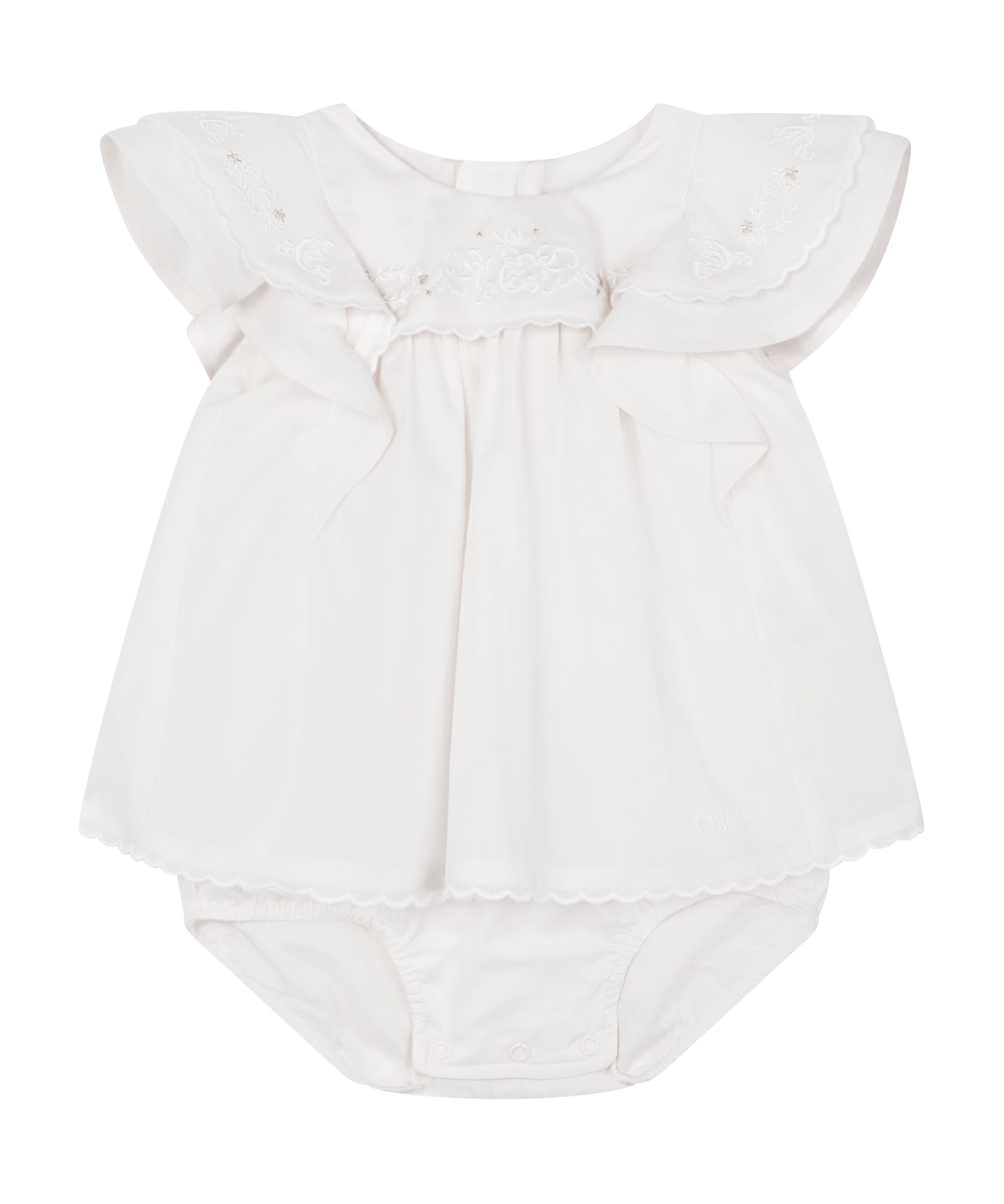 Chloé Floral-embroidered Dress Set In White