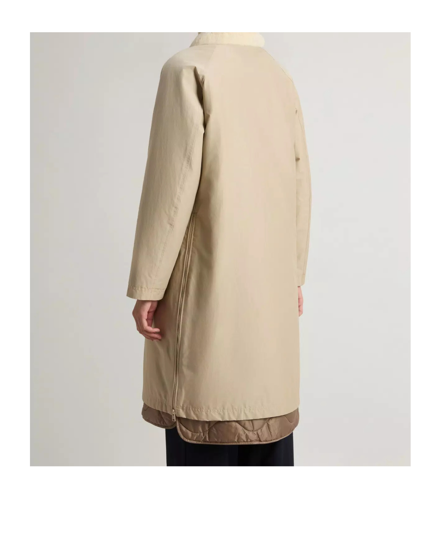 Woolrich Faux-fur Collar Coat In Multi