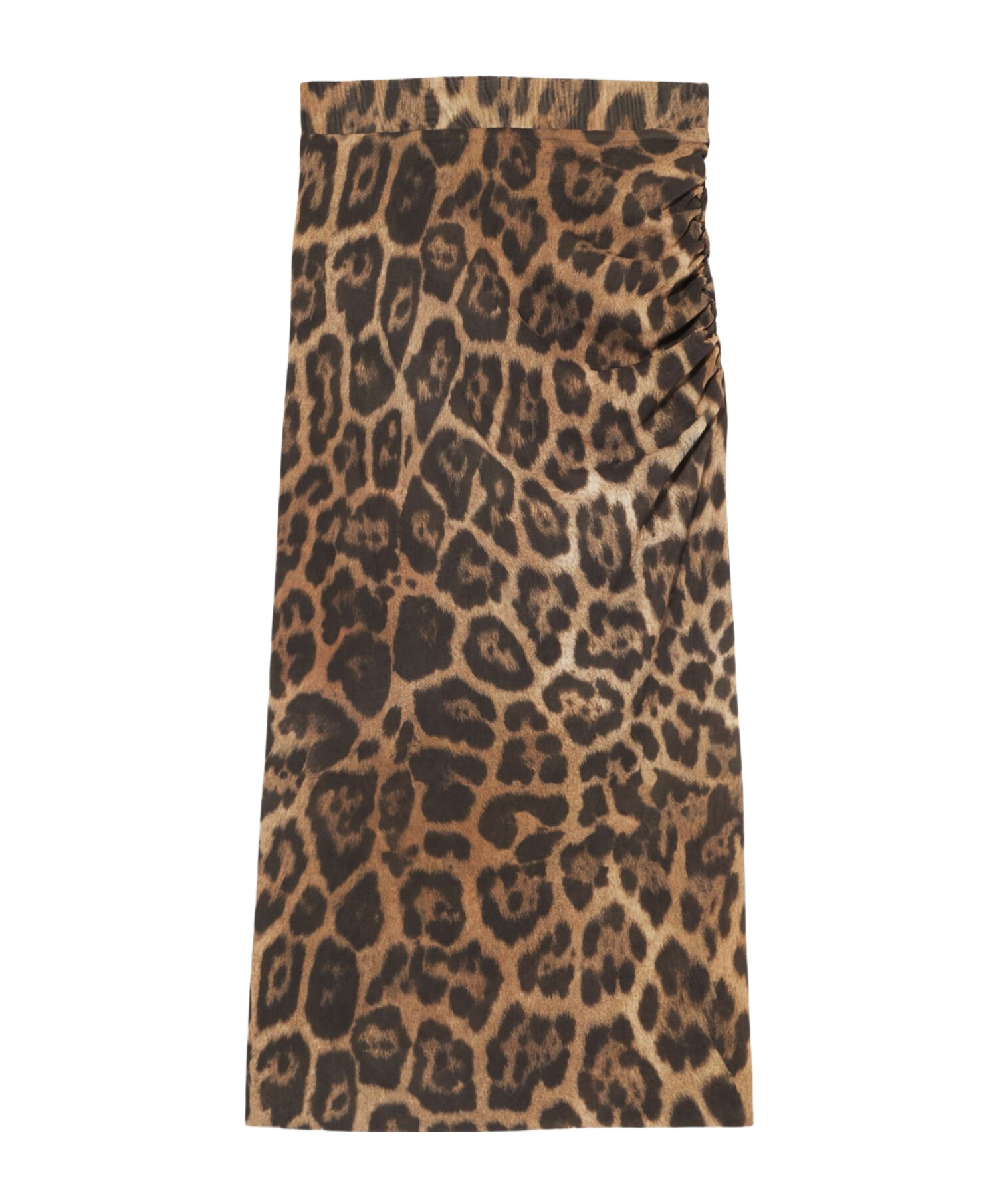 Stella Mccartney Leopard-printed Ruched Midi Skirt In Brown