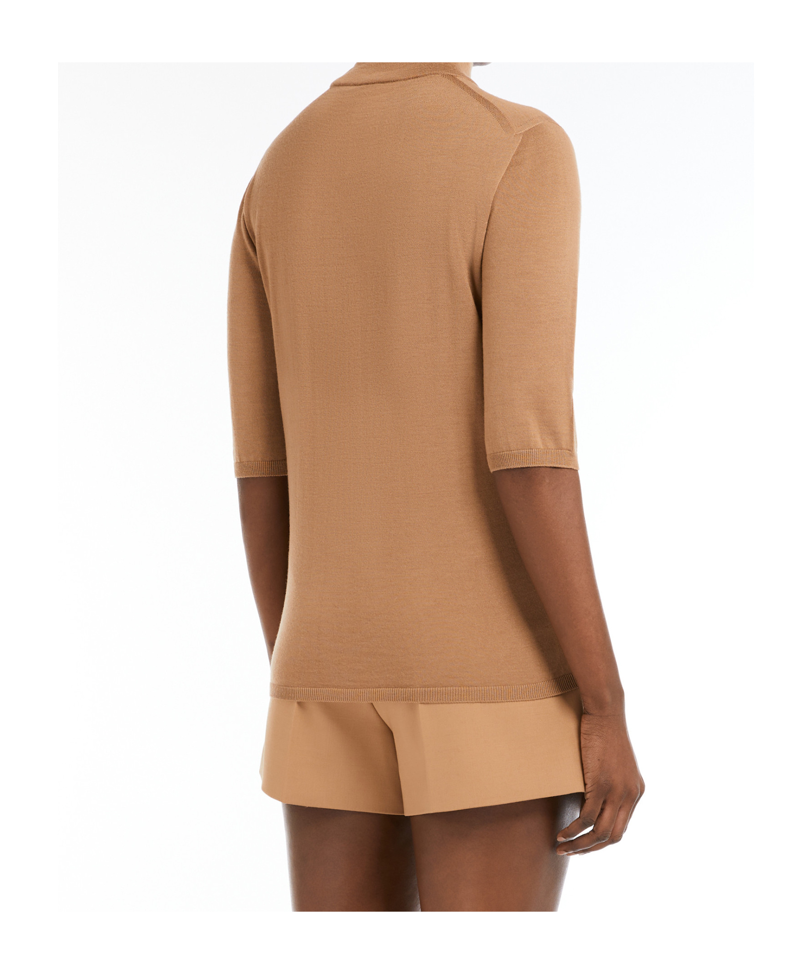 Max Mara Cecina Turtleneck Wool Knit Top In Nude