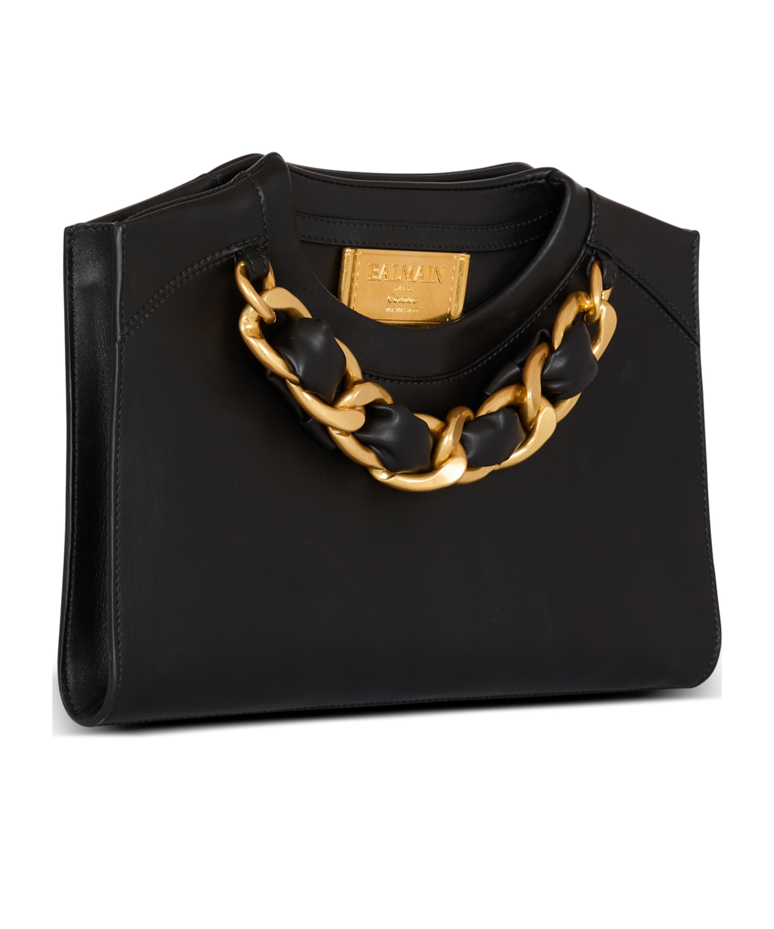 Balmain Round Collar Zipper Clutch In Black