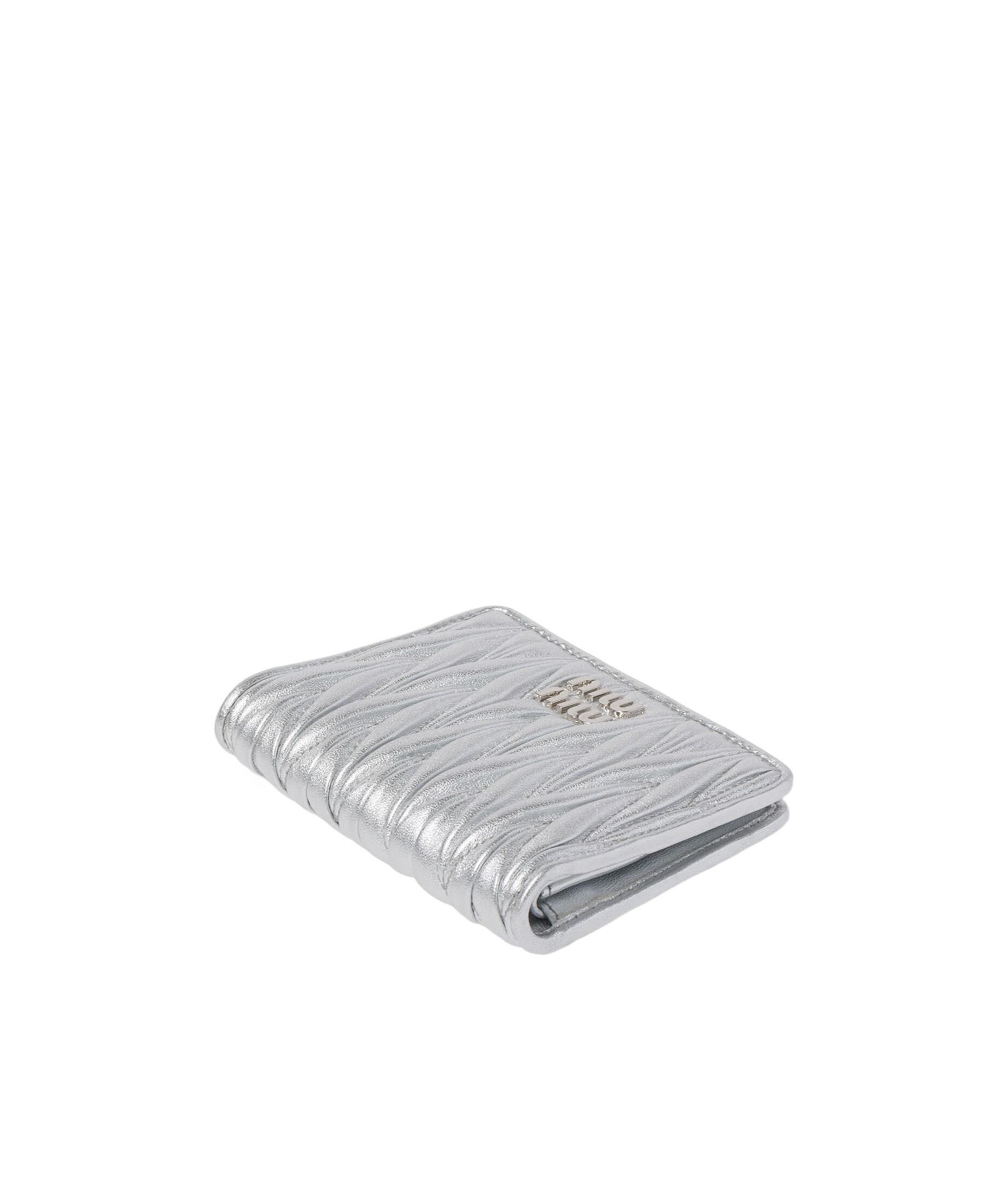 Miu Miu Small Logo Plaque Quilted Leather Wallet In White
