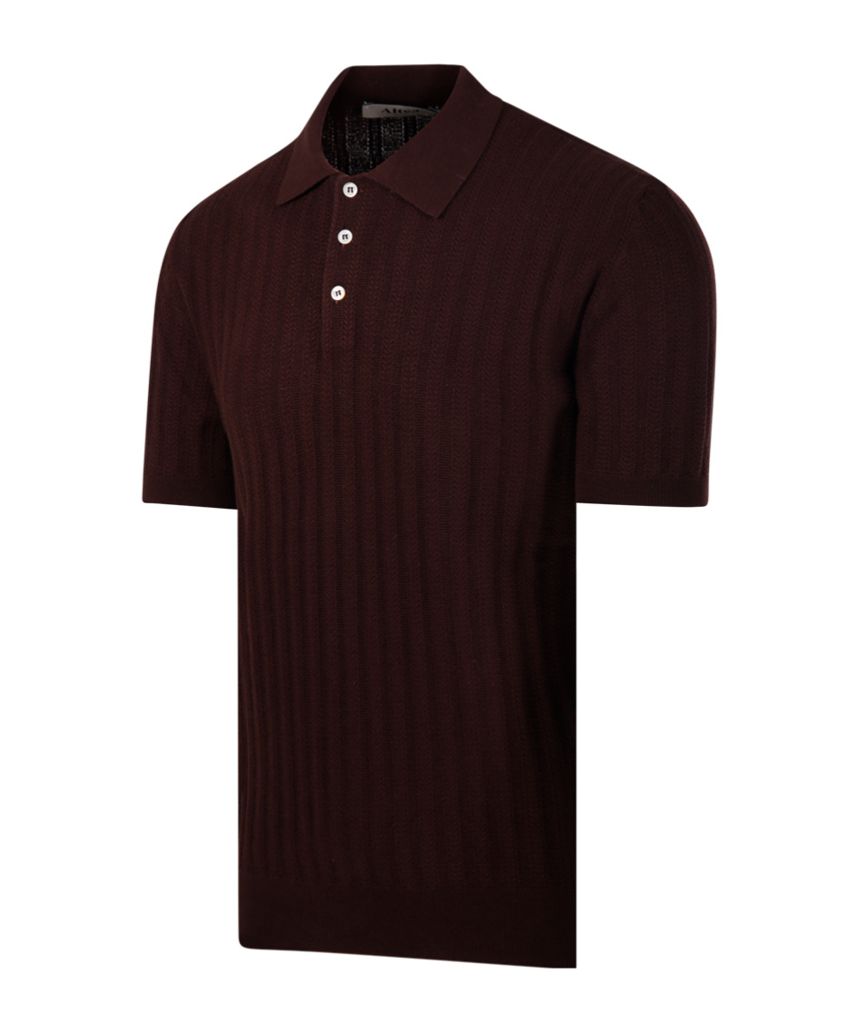 Altea Textured Ribbed Short Sleeve Polo In Black