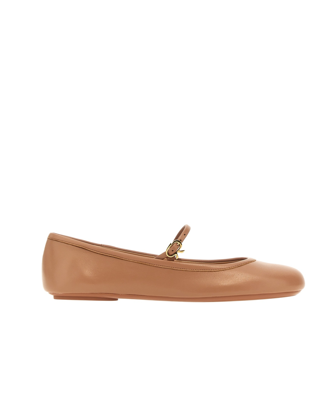 Shop Gianvito Rossi Carla Leather Ballerina Shoes In Brown