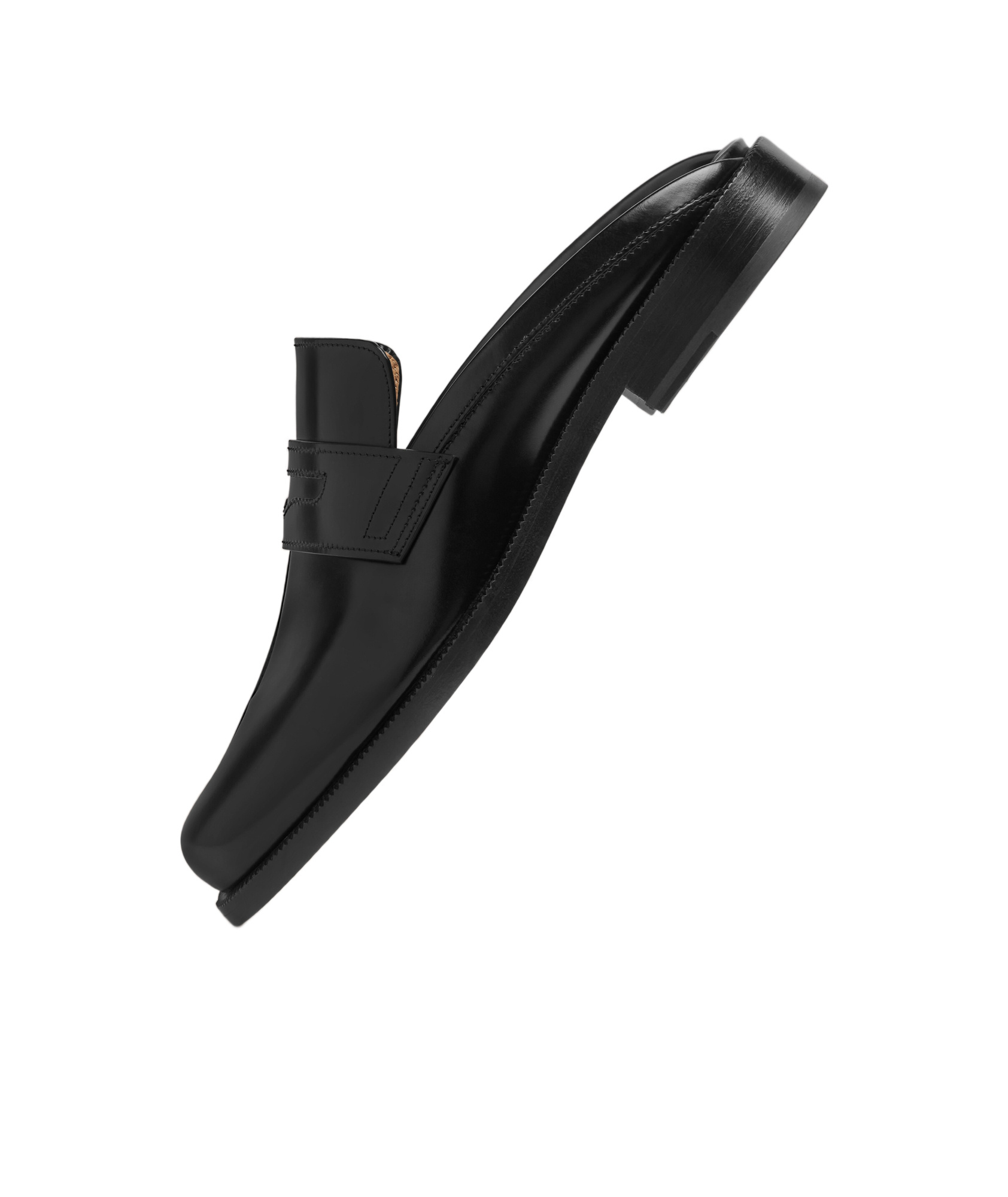 Maison Margiela Tabi City Calf Leather Flat Mules In Black