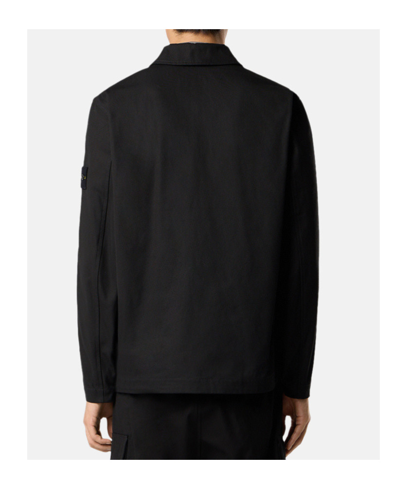 Stone Island Comfort-fit Overshirt With Gusseted Chest Pocket In Black