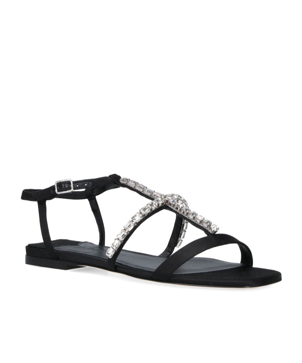 Jimmy Choo Embellished T-bar Heel Strap Sandals In Black
