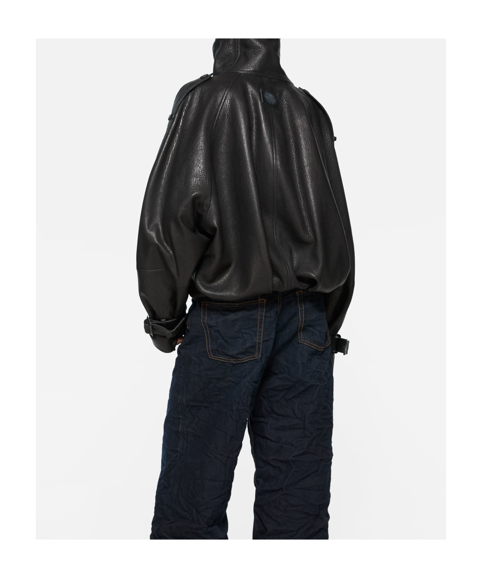 Acne Studios Double-breasted Buckled-cuffs Leather Jacket In Black