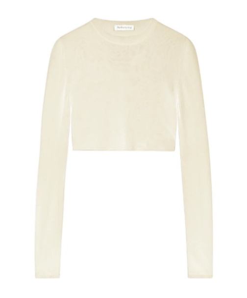 Shop The Frankie Shop Kazel Cropped Thin Knit Top - Pale Yellow