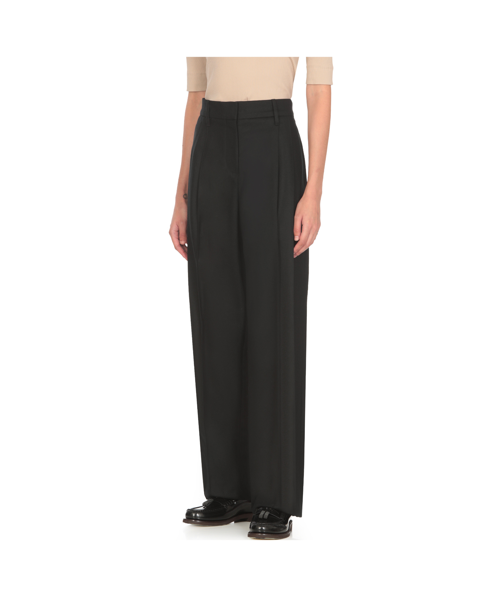 BRUNELLO CUCINELLI MONILI DETAIL WIDE-LEG TROUSERS