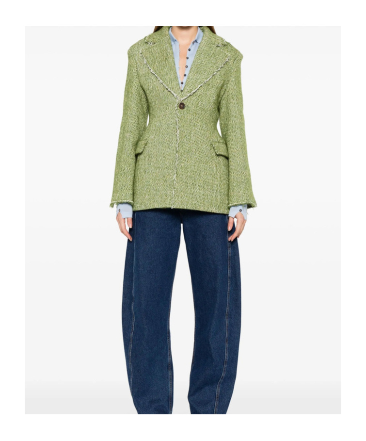 Séfr Lapel Long-sleeved Suit Jacket In Green