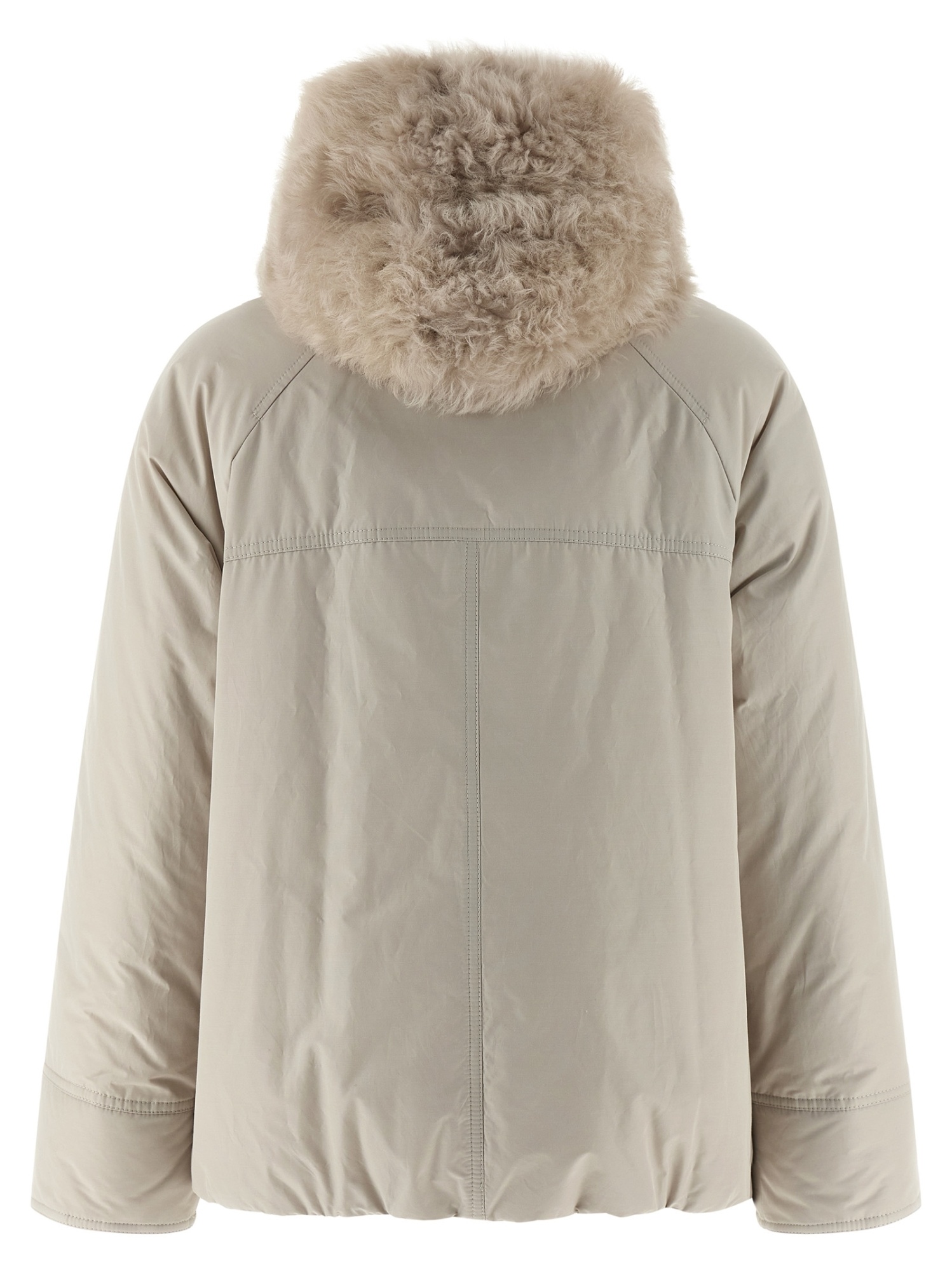 Brunello Cucinelli Cashmere Neck Down Jacket Puffer Jackets Beige In Gray