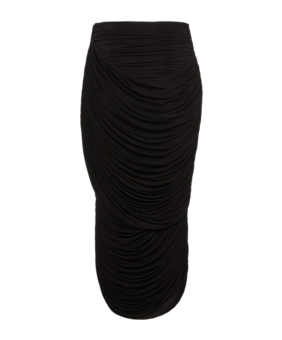 Magda Butrym Midi Skirt With Draped And Ruched Design In Black