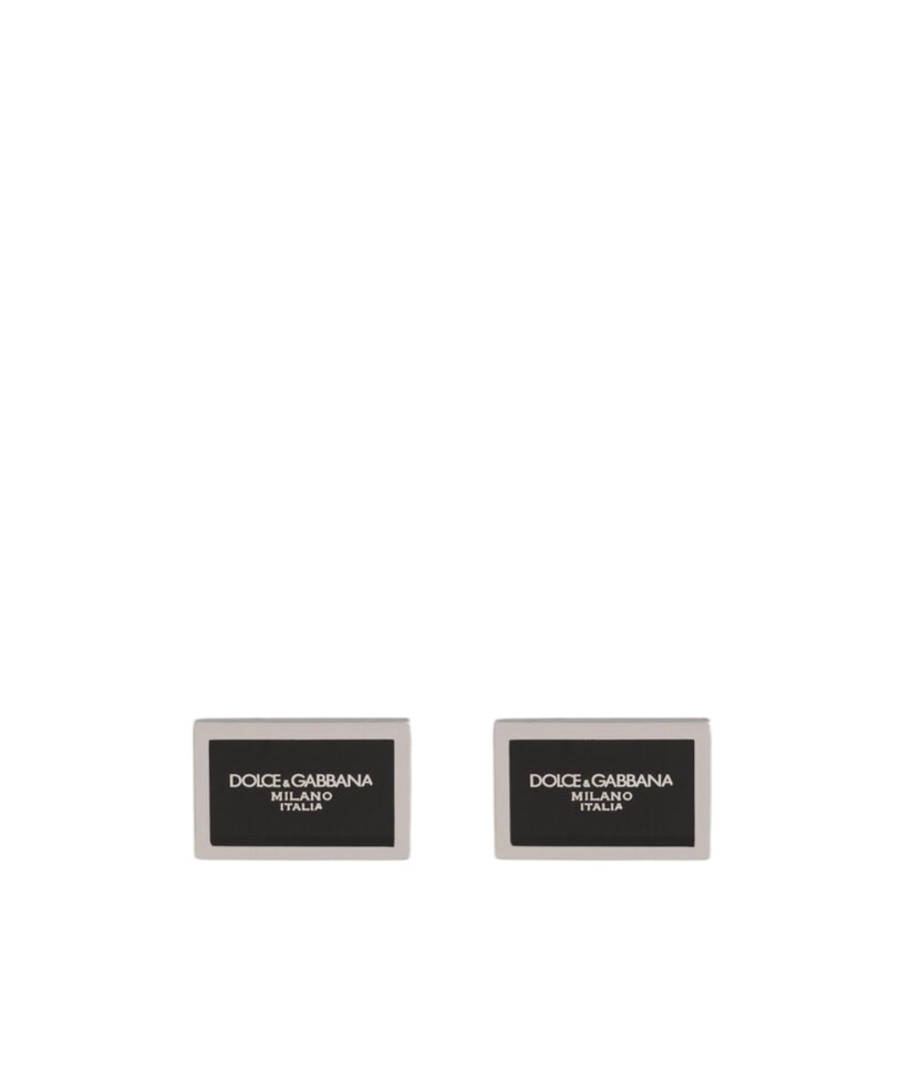 Dolce & Gabbana Enameled Cufflinks With Logo In Black