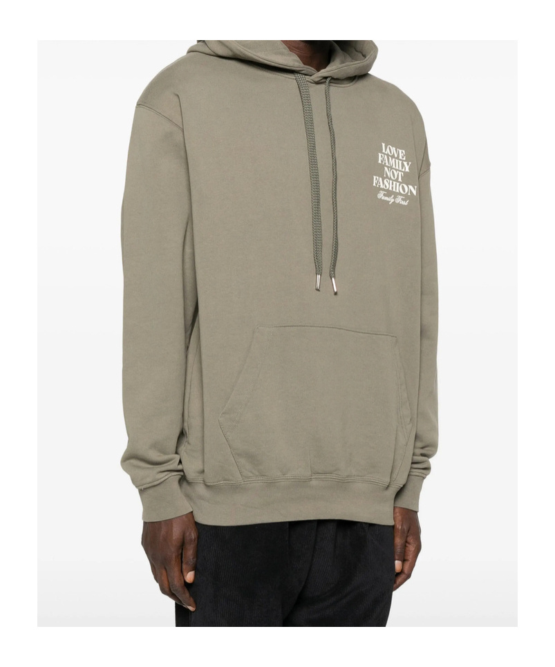 Family First Long-sleeved Hooded Sweatshirt In Gray