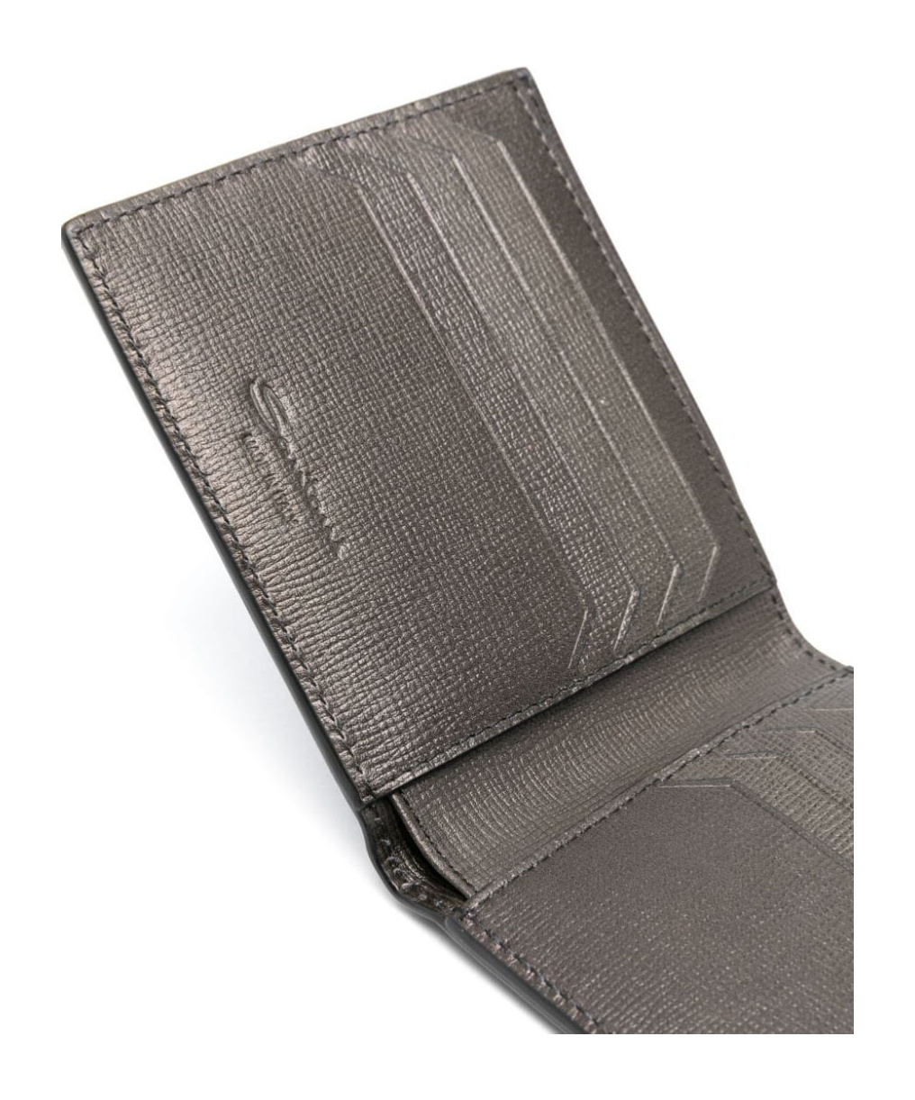 Santoni Mini Leather Wallet For Men In Black