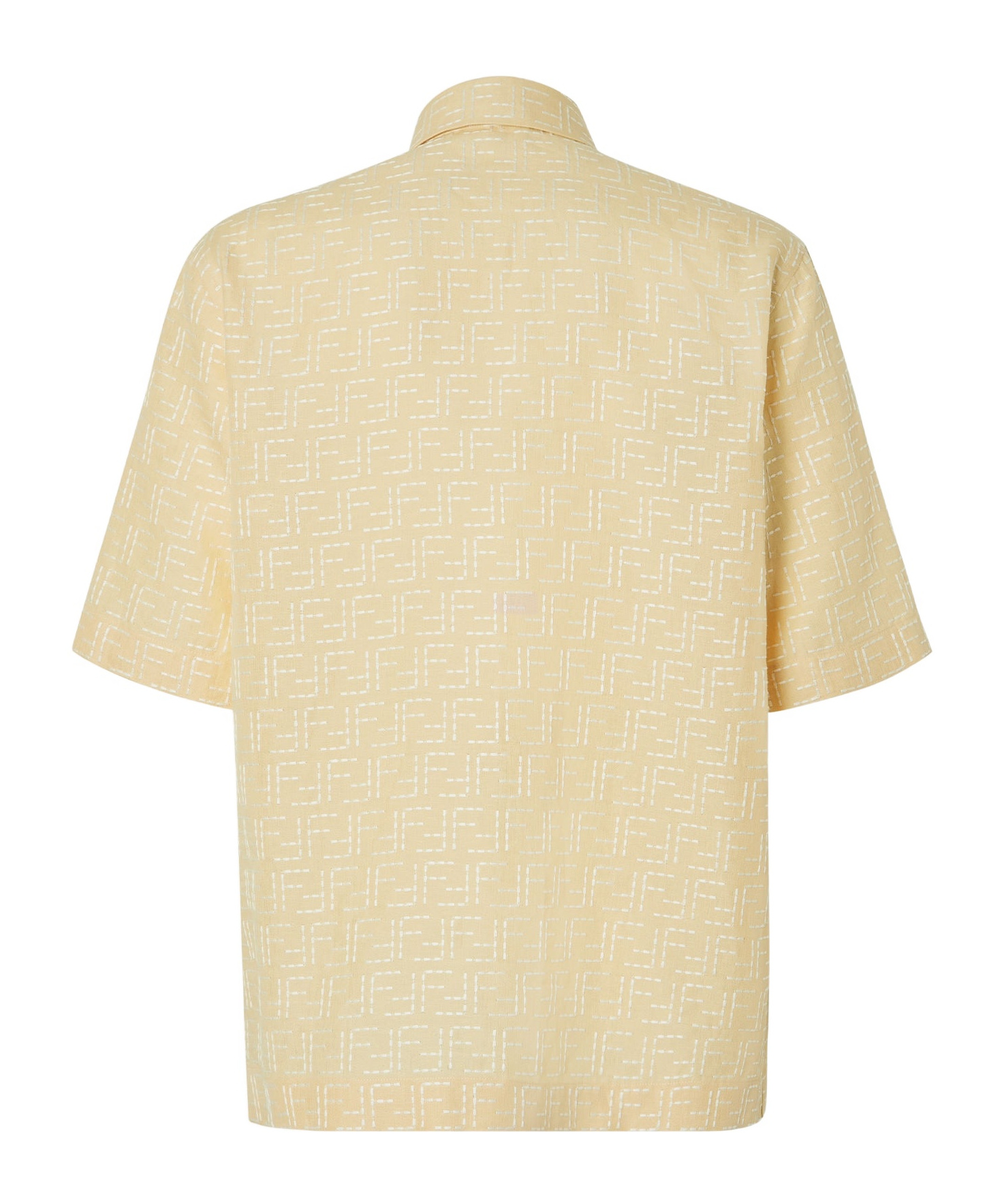 Fendi Men Jacquard Linen And Cotton Shirt With All-over Ff Embroidery In Pink
