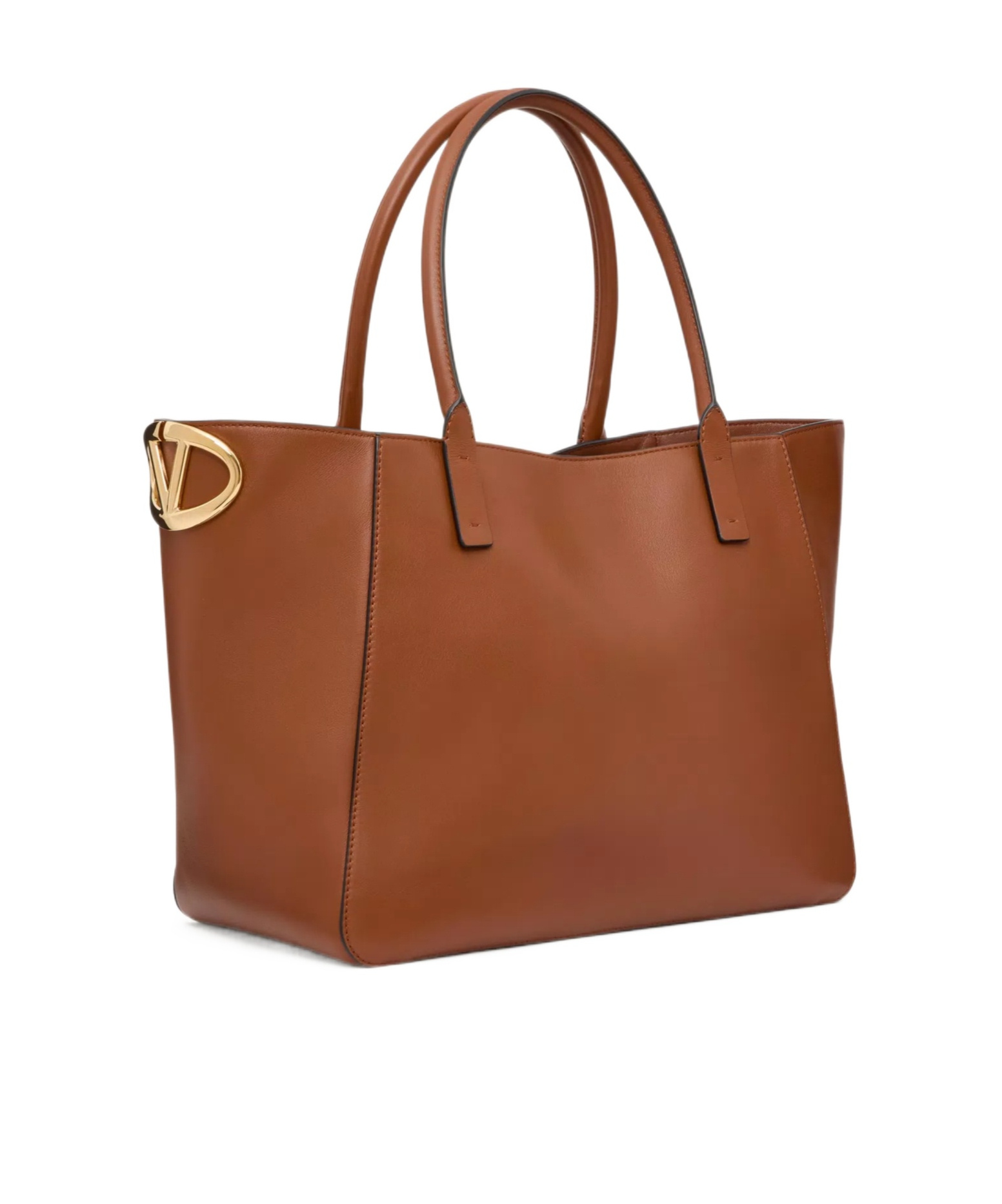 Valentino Vlogo Side Shopping Tote Bag In Nappa Calfskin Leather In Brown