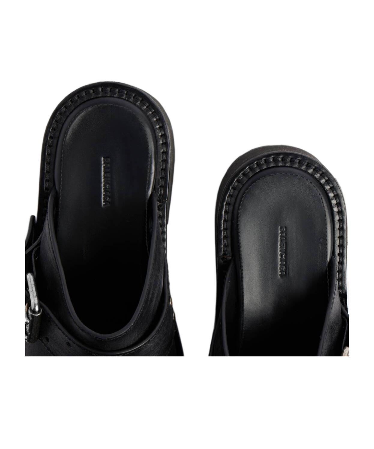 Balenciaga Venom Round Toe Leather Chunky Mules In Black
