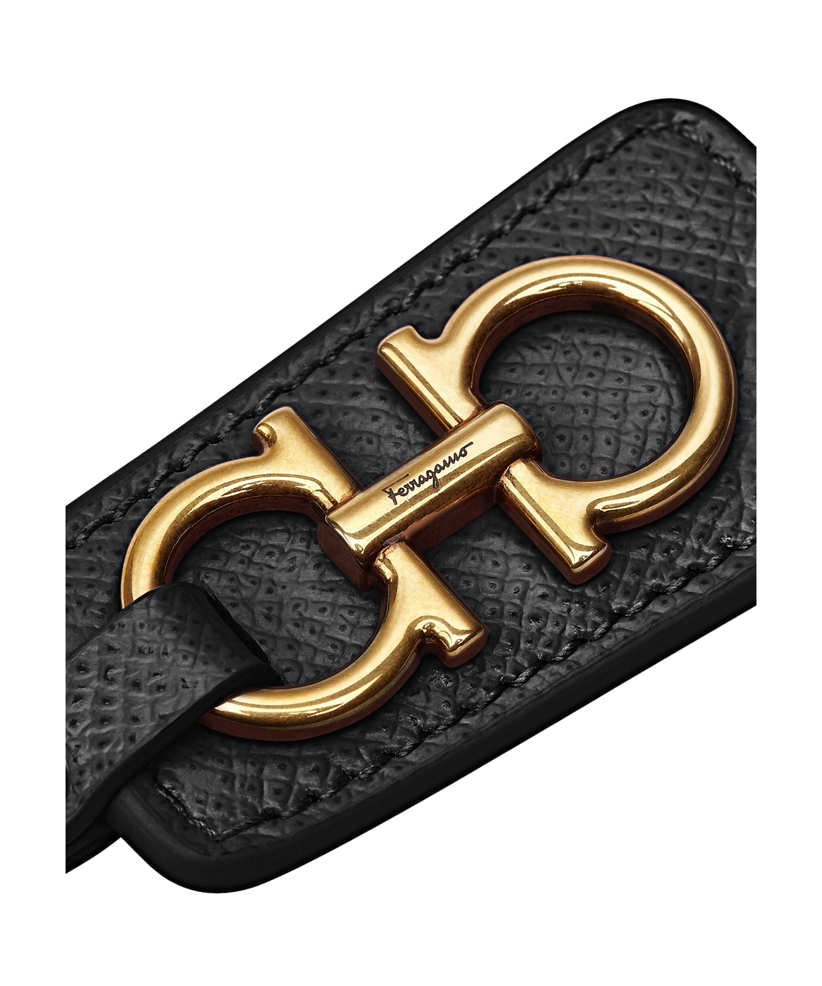 Ferragamo Gancini Leather Key Chain In Black