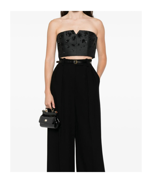 Alberta Ferretti Bead-embellished Bustier Top In Black