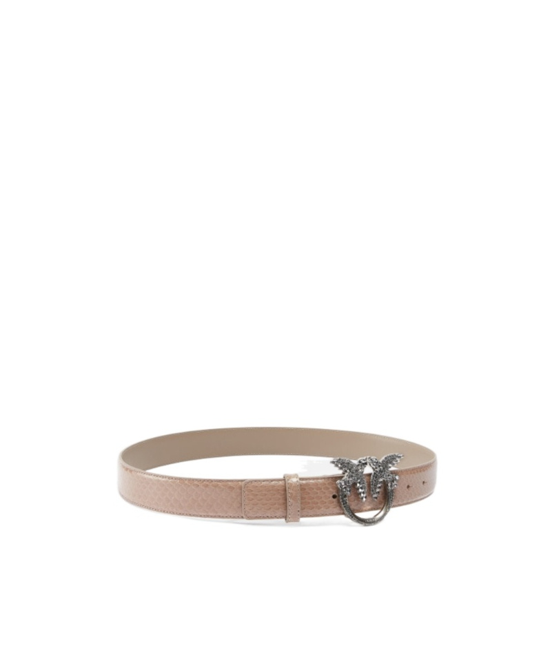 Pinko Galleria 3-cm Belt In Glossy Python Skin In Brown