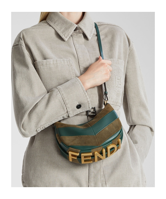 Fendi Women Mini Graphy Hobo Bag In Green