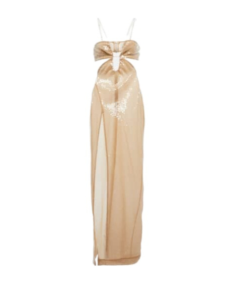 Nensi Dojaka Sequined Cutout Maxi Dress In Neutral