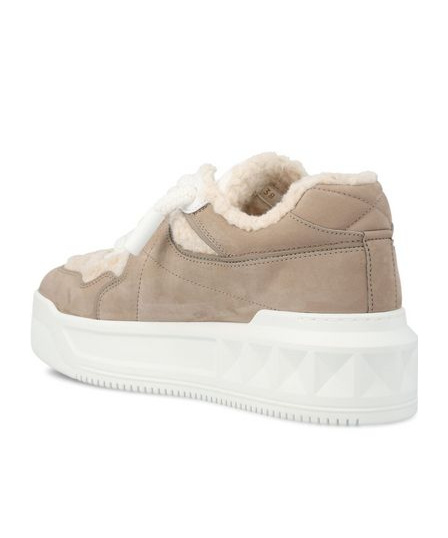 VALENTINO GARAVANI ONE STUD XL NUBUCK AND WOOL SNEAKER