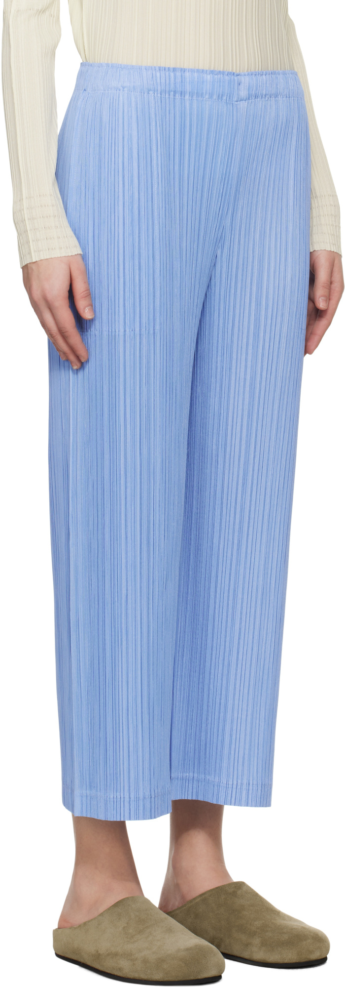 Shop Issey Miyake Pleated Casual Pants In Light Blue