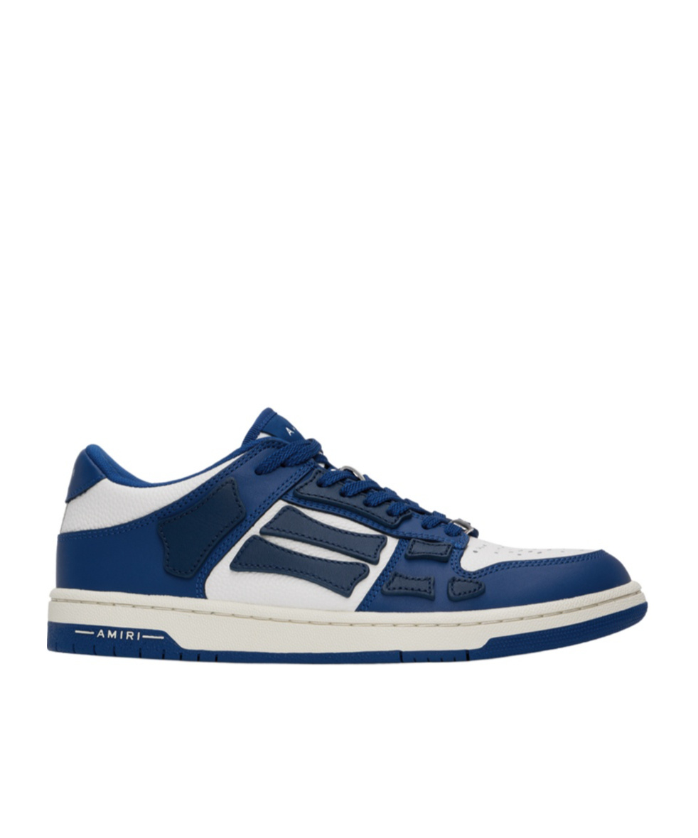 Amiri Low-top Leather Sneakers With Perforated Upper In Blue