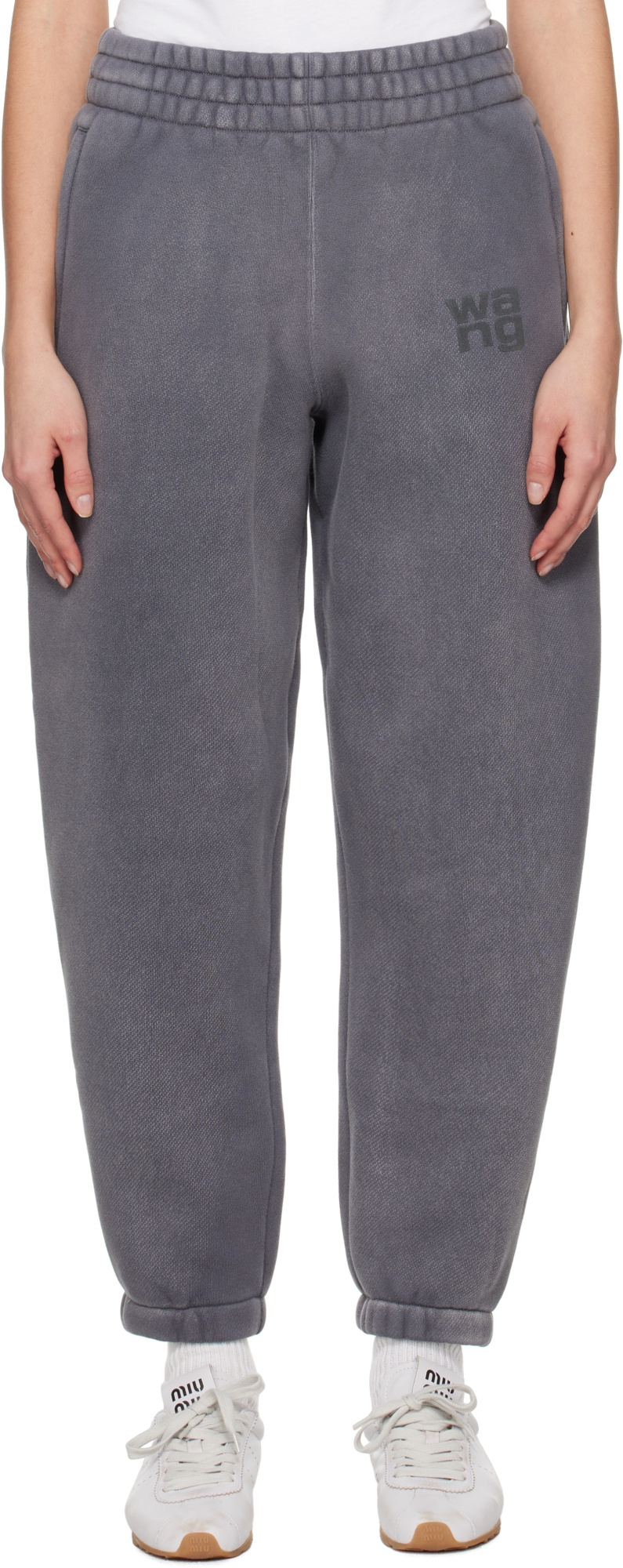 Alexander Wang T T By Alexander Wang Jogger Terry Trousers In Gray