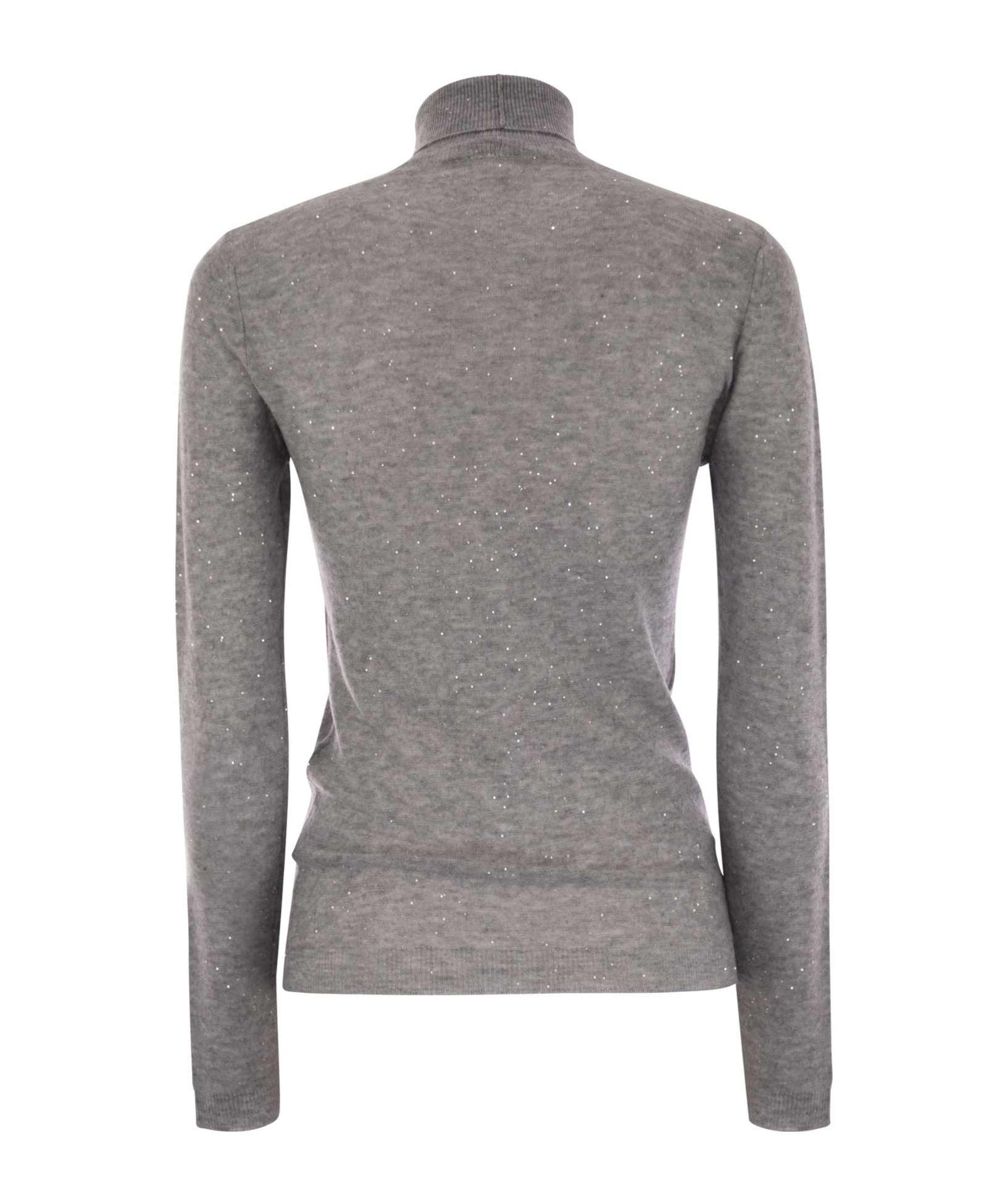 Fabiana Filippi High-necked Wool Sweater With Sequins In Brown
