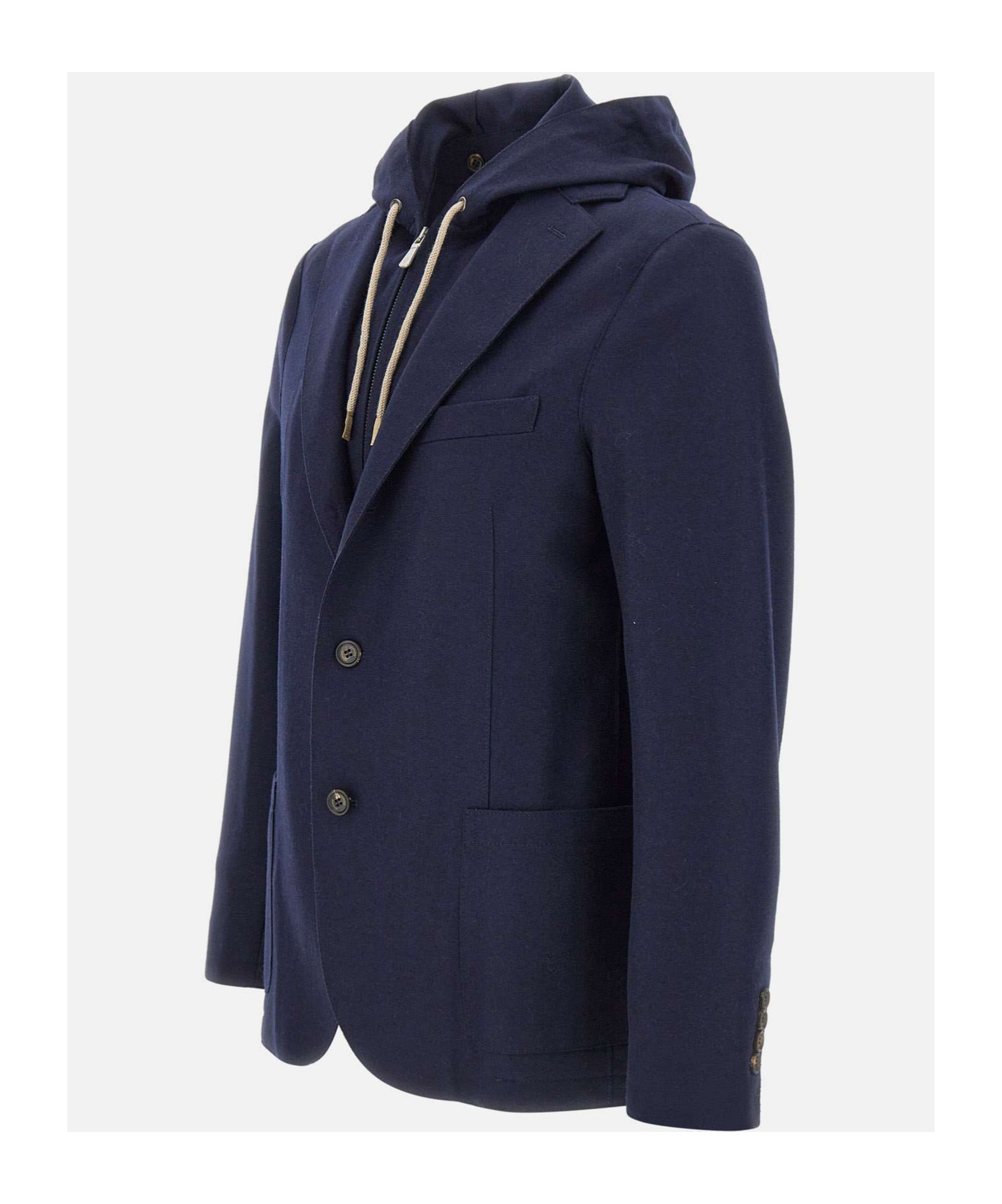 Eleventy Hooded Jacket With Front Pockets And Long Sleeves In Black