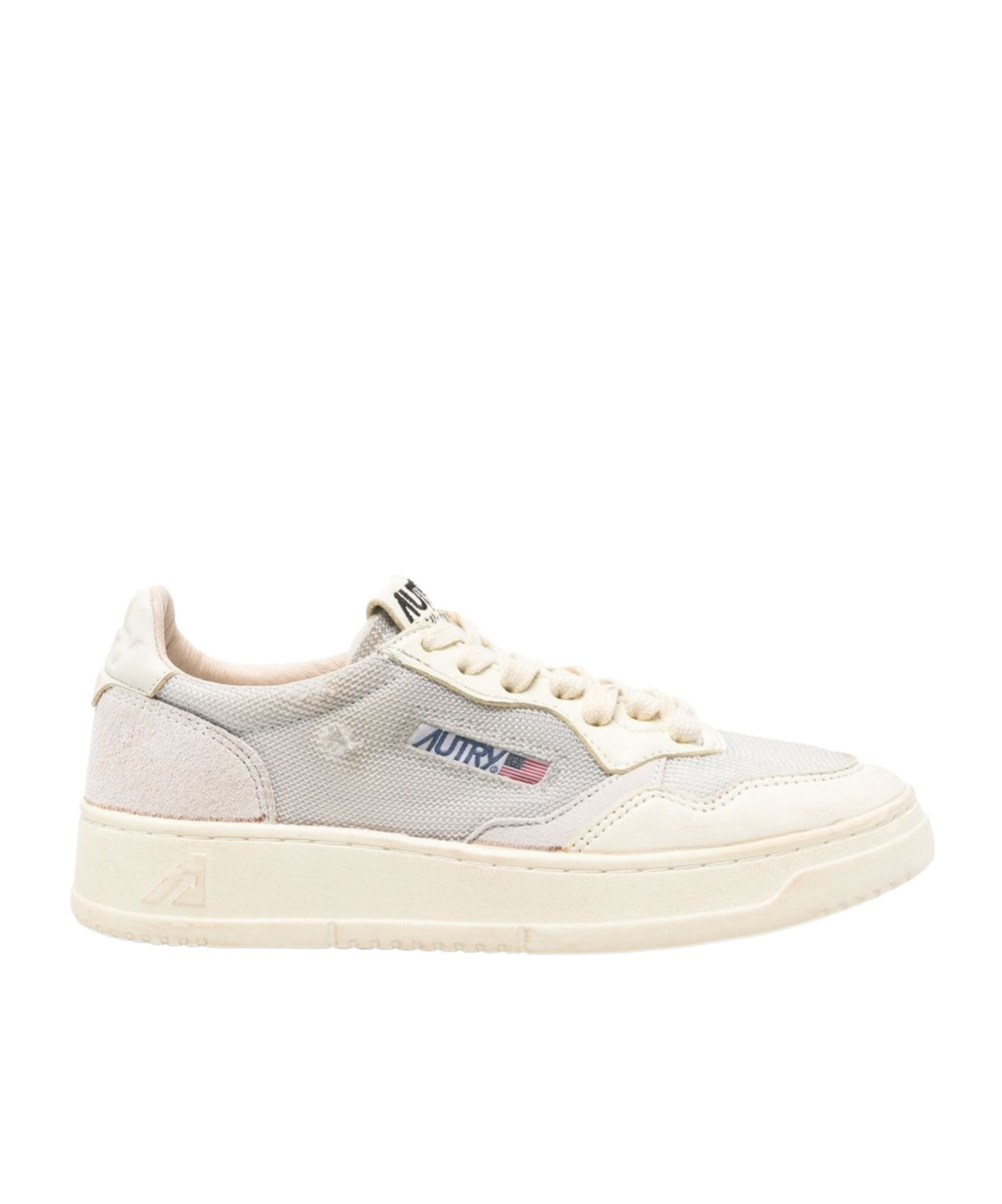 Autry Supervintage Sneaker In Gray Canvas In White