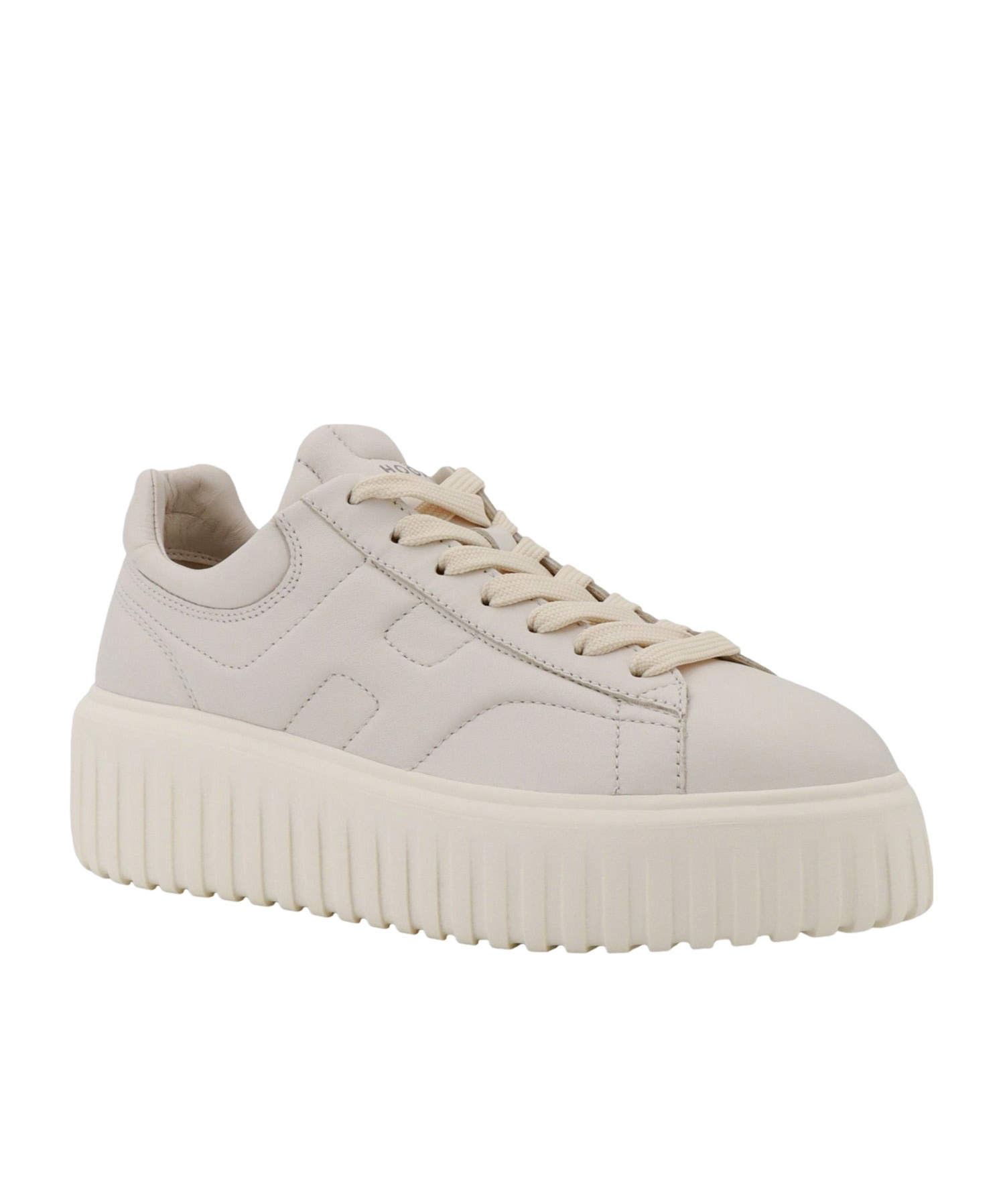 Hogan H-stripes Leather Sneakers With Contrasting Detail In Nude