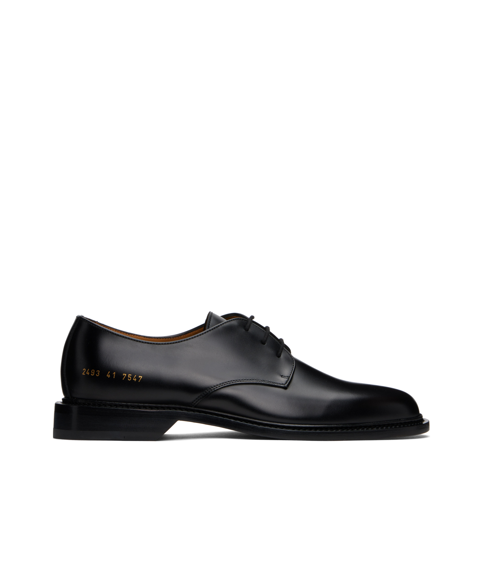 Common Projects Black Polished Leather Derbys In Black