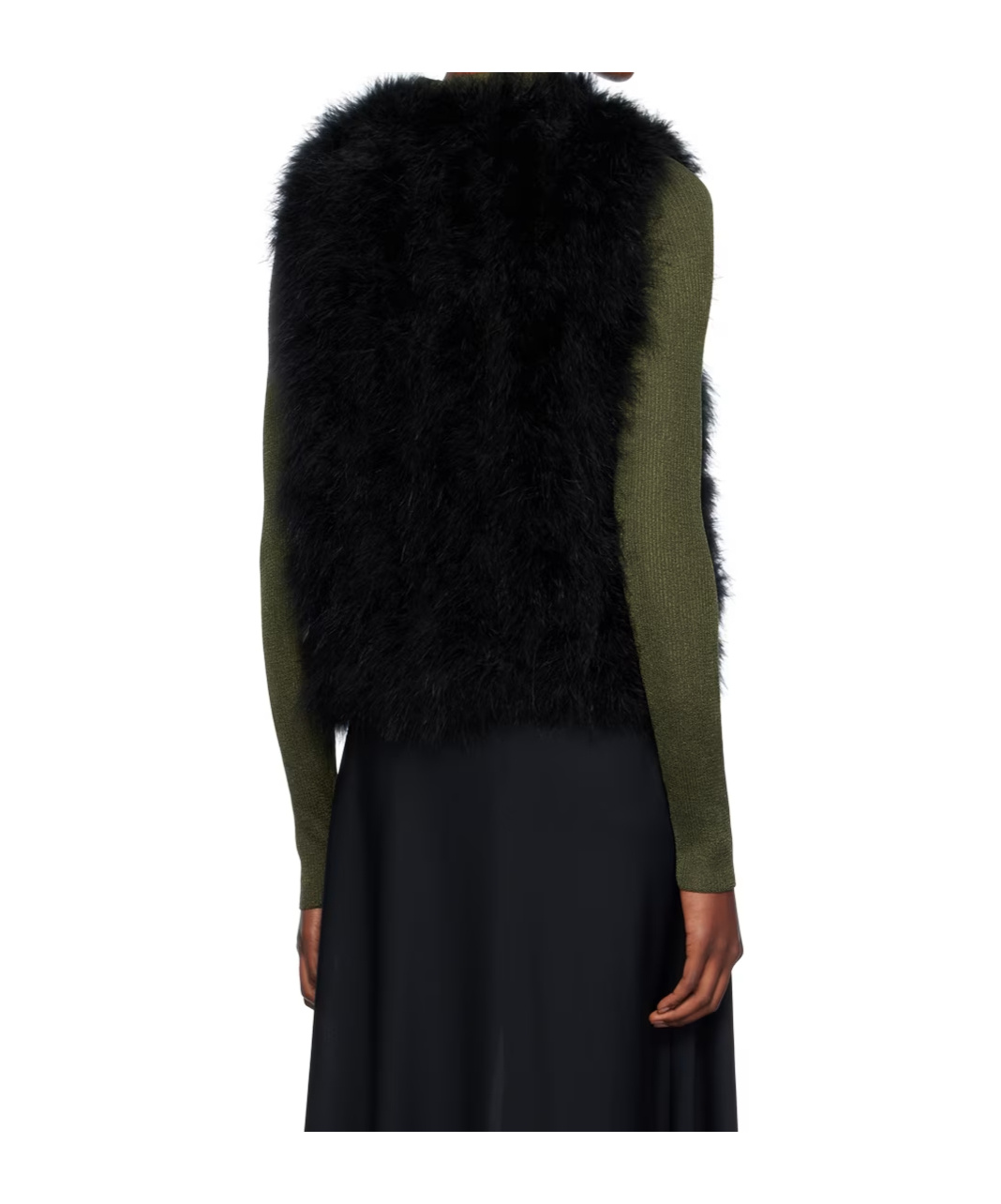 Yves Salomon Sleeveless Feather Silk Coat In Black