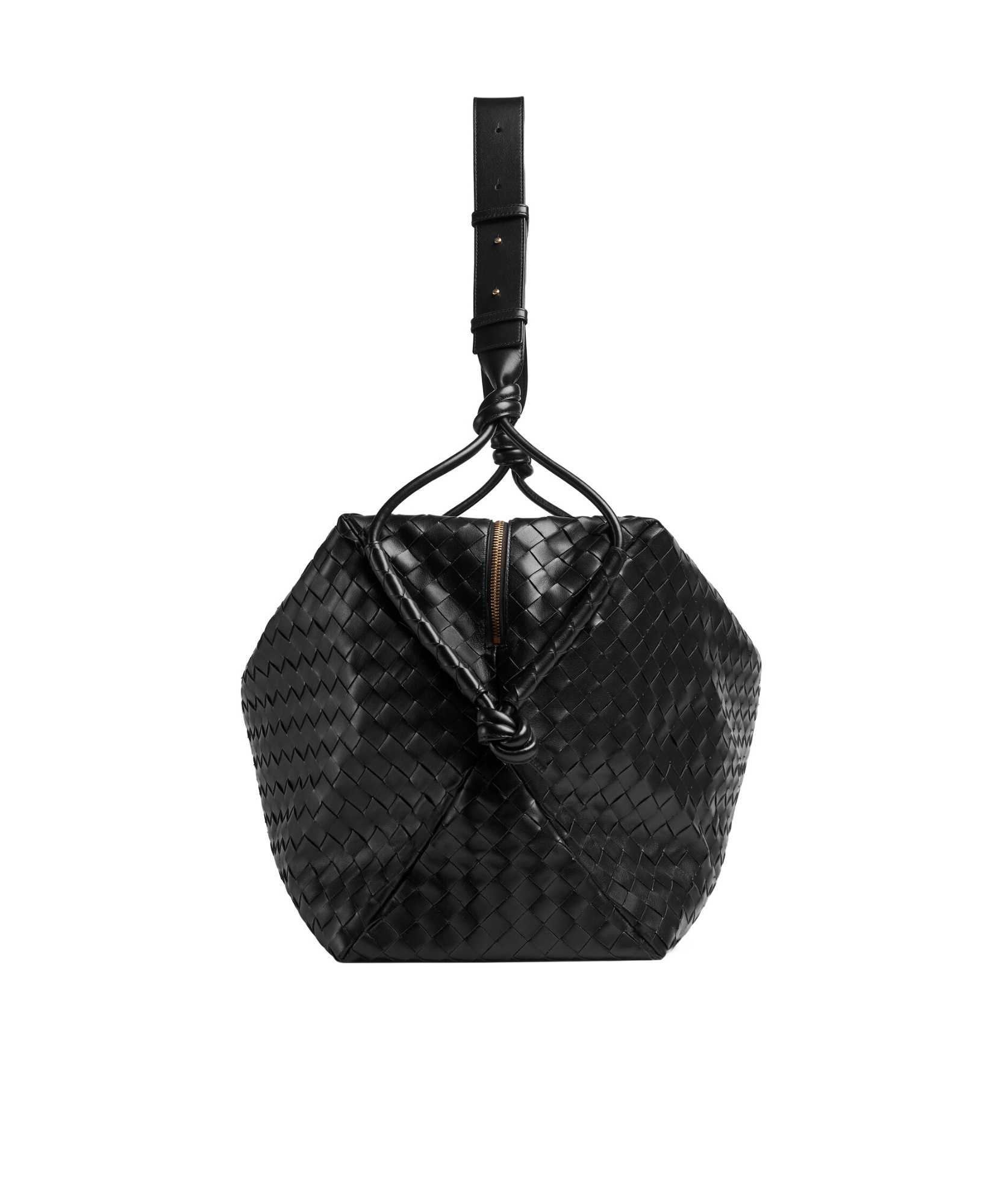 Bottega Veneta Large Woven Travel Bag In Black
