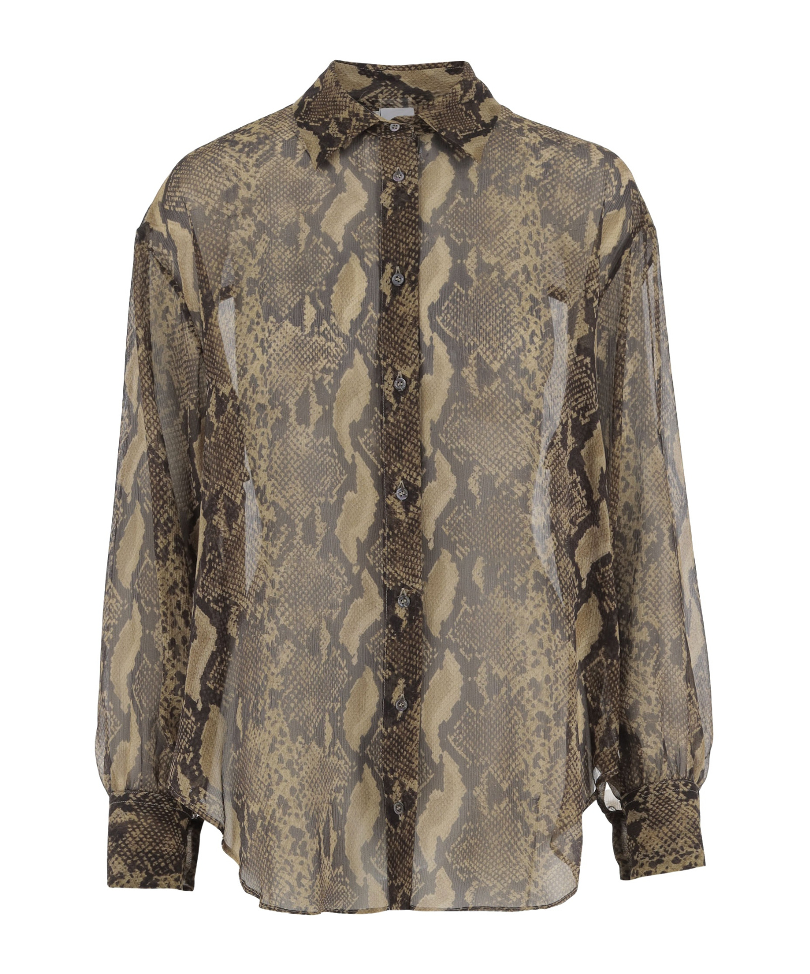 Aspesi Python-print Buttoned Shirt In Brown