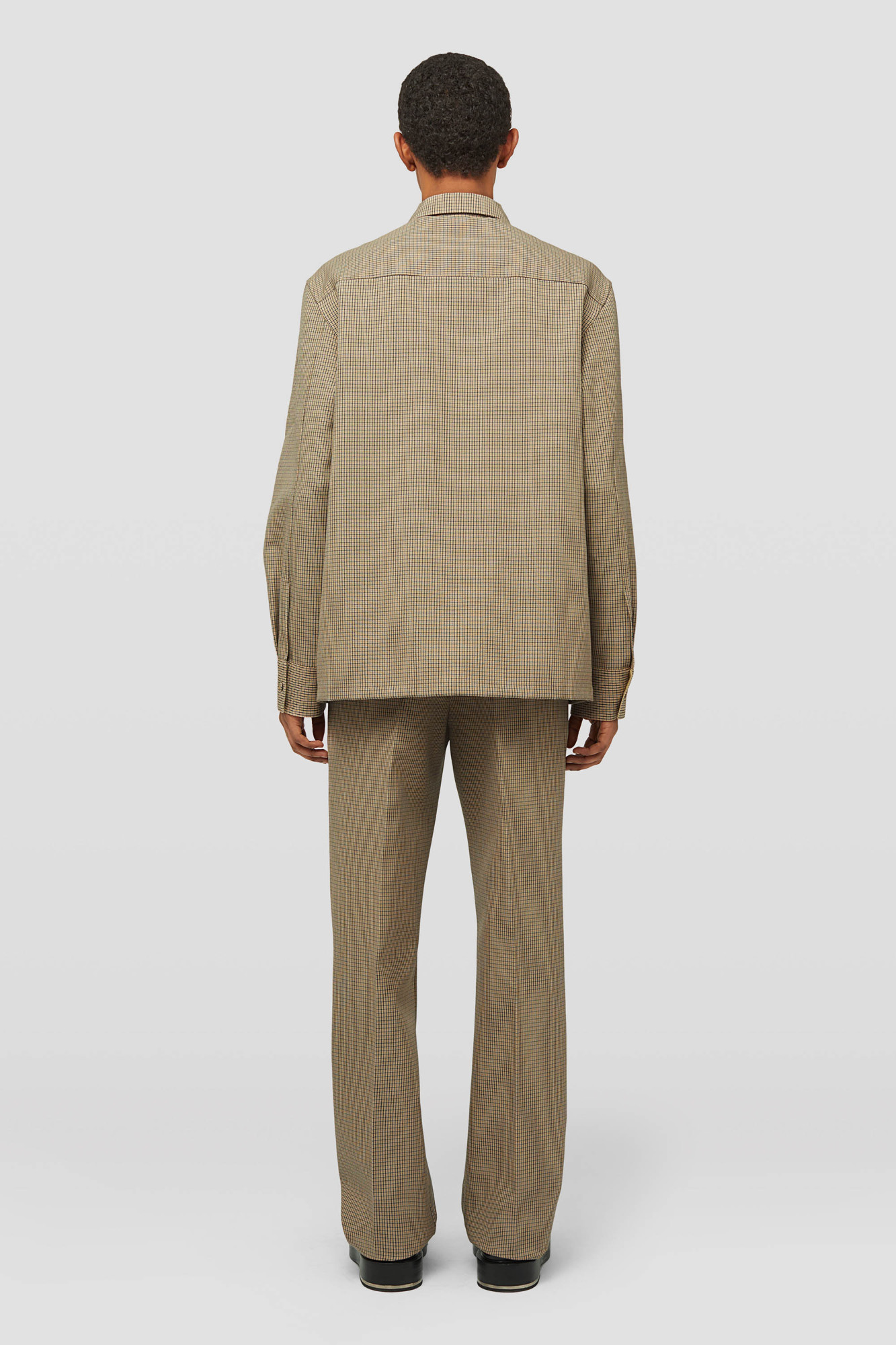 Jil Sander Check-pattern Straight-leg Trousers In Nude
