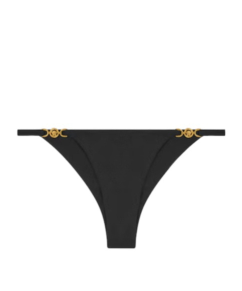 Versace Halter Bikini Briefs High Cut Hardware In Black