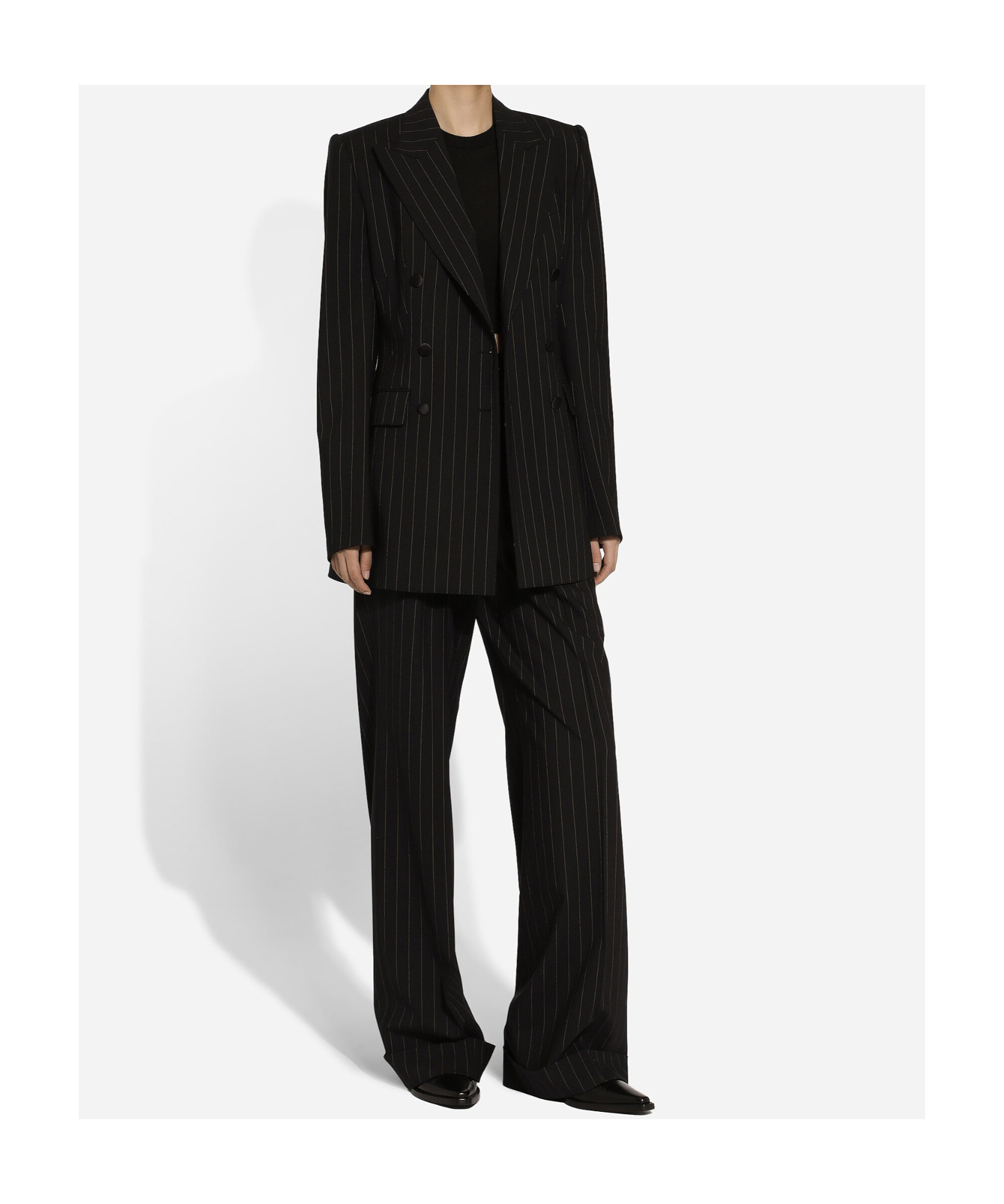 Dolce & Gabbana High Waist Pinstripe Flared Pants In Black