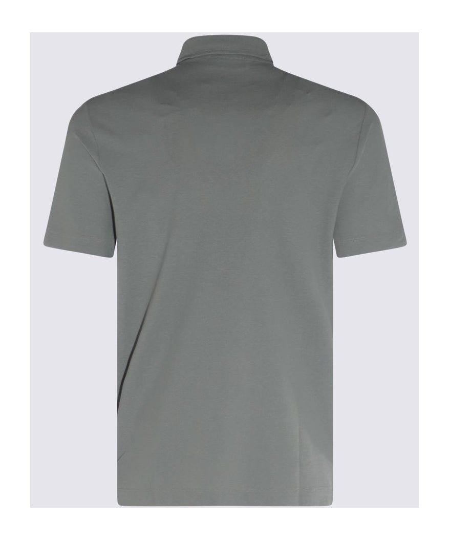 Zanone Dark Grey Cotton Polo Shirt In Gray