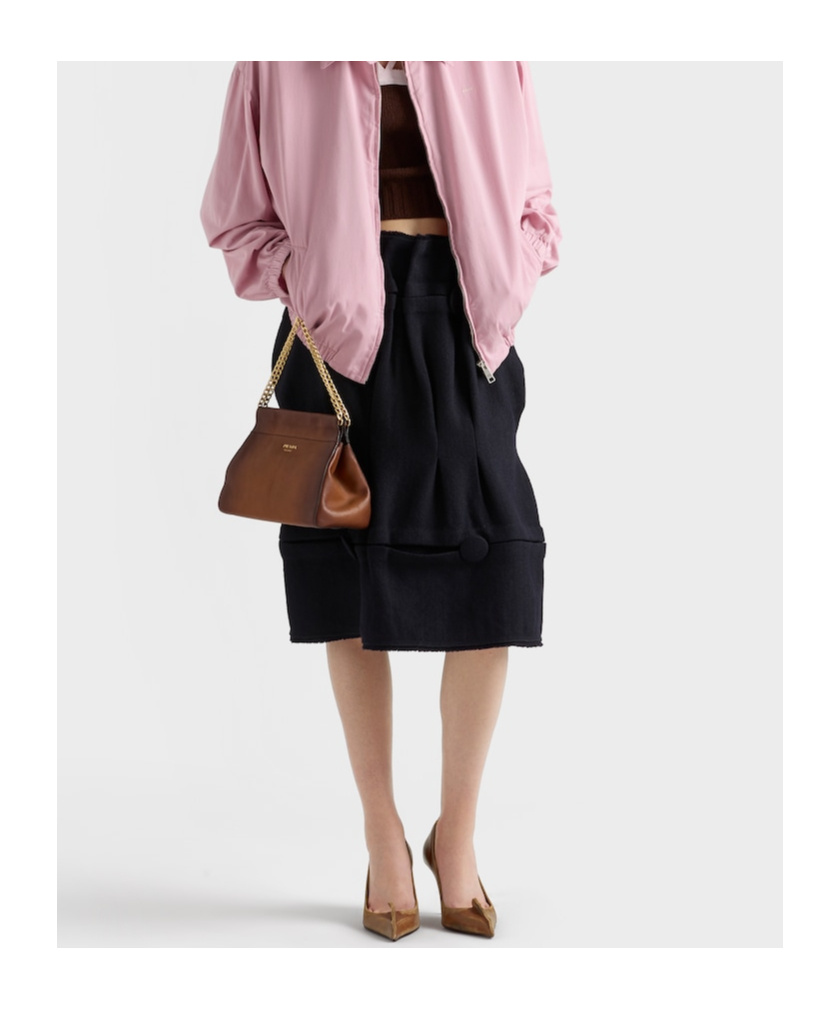 Prada High-waisted Fitted Skirt With Flared Silhouette In Black
