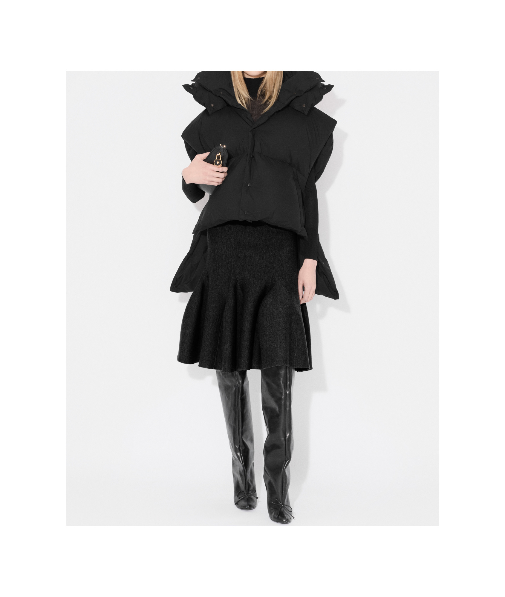 Alaïa Oversize Asymmetric Down Vest Jackets Black In Black
