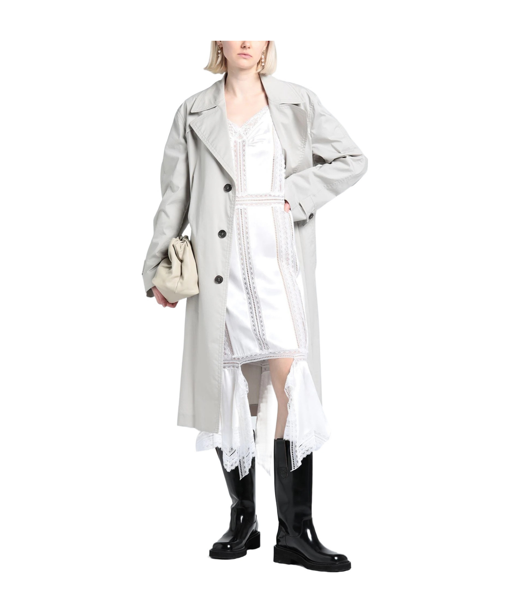 Burberry Solid Satin Sleeveless Gown In White