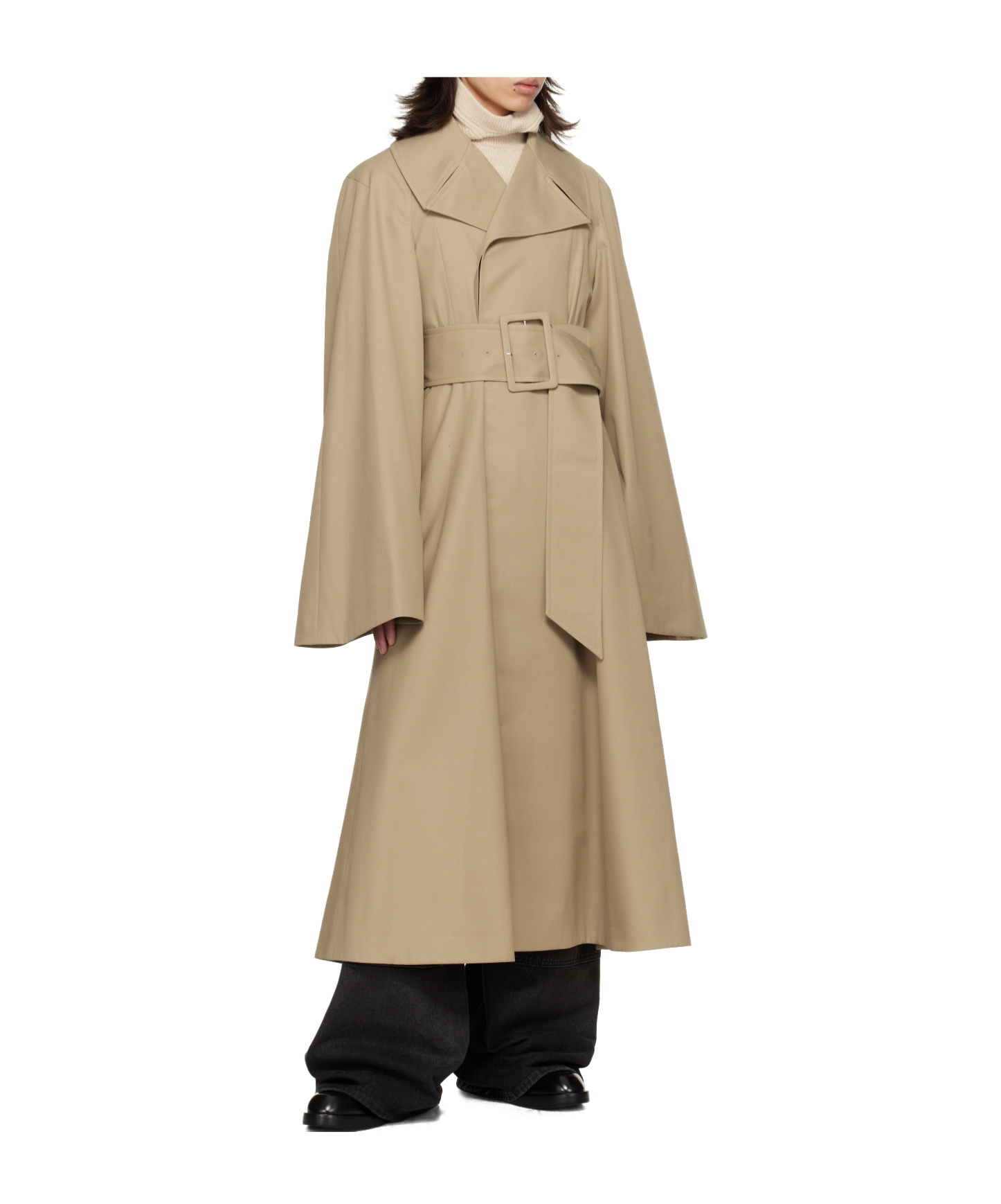 Egonlab Beige Belted Trench Coat In Brown