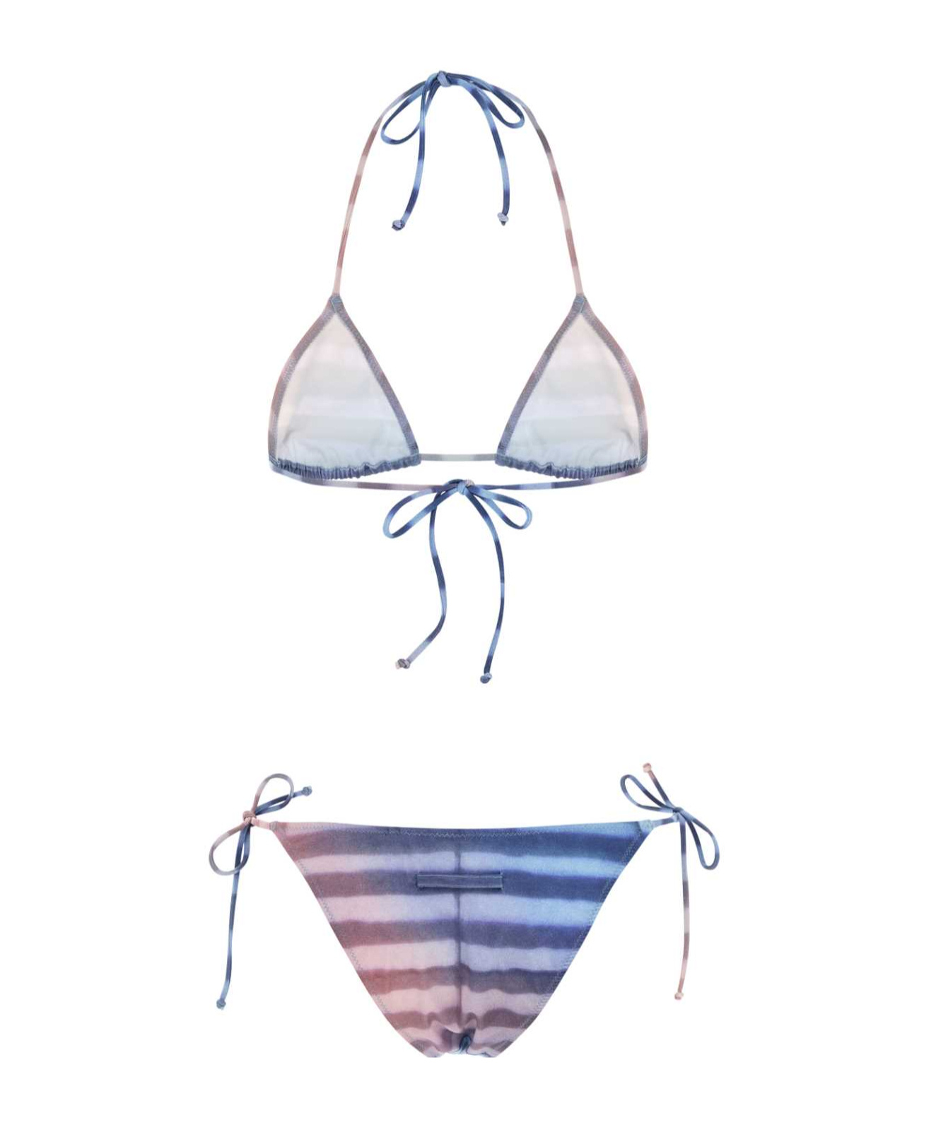 Jean Paul Gaultier Printed Stretch Nylon Bikini In Blue